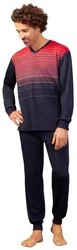 Hajo Schlafanzug Herren Pyjama Klima Komfort Dunkelblau/Lila