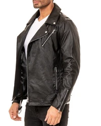 Reichstadt Bikerjacke Herren Echtleder Jacke Style RS018 Schwarz (RS018)