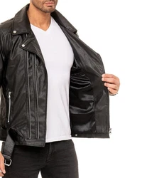 Reichstadt Bikerjacke Herren Echtleder Jacke Style RS018 Schwarz (RS018)