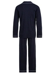 Henry Terre Schlafanzug Pyjama Set Langarm Dunkelblau