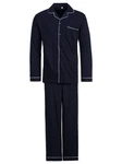 Henry Terre Schlafanzug Pyjama Set Langarm Dunkelblau