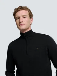 NO EXCESS Strickpullover Troyer Half Zip Schwarz/Dunkelblau