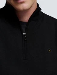 NO EXCESS Strickpullover Troyer Half Zip Schwarz/Dunkelblau