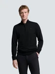 NO EXCESS Strickpullover Troyer Half Zip Schwarz/Dunkelblau