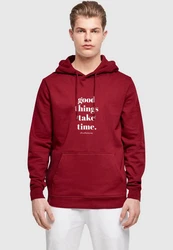 Merchcode Kapuzensweatshirt Good Things Take Time Basic Hoody (1-tlg) Dunkelrot/Rosa/Rot