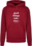 Merchcode Kapuzensweatshirt Good Things Take Time Basic Hoody (1-tlg) Dunkelrot/Rosa/Rot