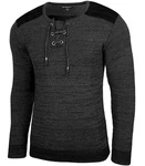 Baxboy Strickpullover V-Neck Herren Dunkelgrau/Schwarz