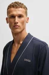BOSS Bademantel Kimono nachtblau/grau