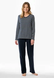 Schiesser Schlafanzug Casual Essentials (2 tlg) Dunkelblau