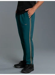Trigema Jerseyhose Jogginghose mit Seitenstreifen blau
