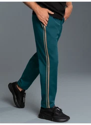 Trigema Jerseyhose Jogginghose mit Seitenstreifen blau