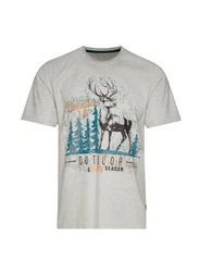 Trigema T-Shirt mit Hirsch-Printmotiv grau/melange