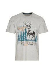 Trigema T-Shirt mit Hirsch-Printmotiv grau/melange