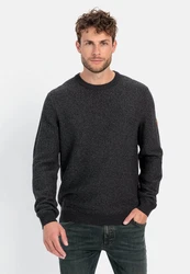 camel active Rundhalspullover Dunkelgrau/Grau/Rot