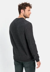 camel active Rundhalspullover Dunkelgrau/Grau/Rot
