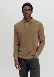 Hessnatur Strickpullover aus Bio-Baumwolle mit Schurwolle Khaki/Braun/Grau/Beige