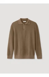 Hessnatur Strickpullover aus Bio-Baumwolle mit Schurwolle Khaki/Braun/Grau/Beige