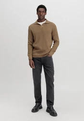 Hessnatur Strickpullover aus Bio-Baumwolle mit Schurwolle Khaki/Braun/Grau/Beige