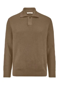 Hessnatur Strickpullover aus Bio-Baumwolle mit Schurwolle Khaki/Braun/Grau/Beige