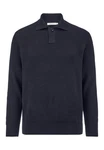 Hessnatur Strickpullover aus Bio-Baumwolle mit Schurwolle Dunkelblau/Blau