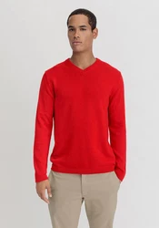 Hessnatur Strickpullover Bio-Baumwolle Bio-Merinowolle Rot