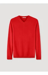 Hessnatur Strickpullover Bio-Baumwolle Bio-Merinowolle Rot