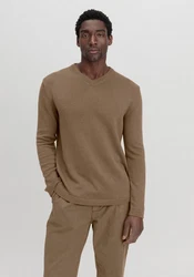 Hessnatur Strickpullover Bio-Baumwolle Bio-Merinowolle Khaki/Braun/Grau