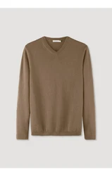 Hessnatur Strickpullover Bio-Baumwolle Bio-Merinowolle Khaki/Braun/Grau