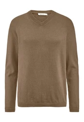 Hessnatur Strickpullover Bio-Baumwolle Bio-Merinowolle Khaki/Braun/Grau