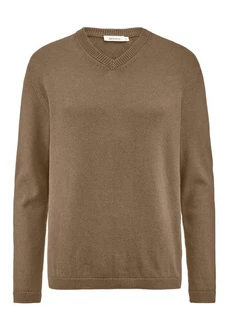 Hessnatur Strickpullover Bio-Baumwolle Bio-Merinowolle Khaki/Braun/Grau