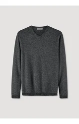 Hessnatur Strickpullover Bio-Baumwolle Bio-Merinowolle Dunkelgrau/Grau/Schwarz/Dunkelblau