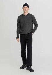 Hessnatur Strickpullover Bio-Baumwolle Bio-Merinowolle Dunkelgrau/Grau/Schwarz/Dunkelblau