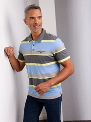 Sieh an! T-Shirt Poloshirt Grau/Mischfarben/Türkis/Blau