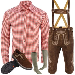 Trachtenlederhose Trachten Set Herren Trachtenlederhose Hemd Schuhe Socken LE2ROTSET