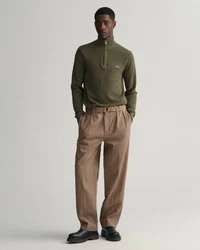 Gant Troyer COTTON PIQUE HALF ZIP Khaki/Dunkelgrün