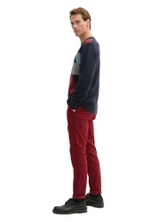 TOM TAILOR 5-Pocket Hose Travis Slim Chino mit Gürtel Dunkelrot/Bordeaux/Rot