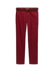 TOM TAILOR 5-Pocket Hose Travis Slim Chino mit Gürtel Dunkelrot/Bordeaux/Rot