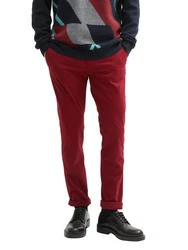 TOM TAILOR 5-Pocket Hose Travis Slim Chino mit Gürtel Dunkelrot/Bordeaux/Rot