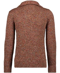 RAGMAN V-Ausschnitt Pullover Tweed mit Troyer und Zip Orange/Braun/Rot
