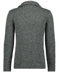 RAGMAN V-Ausschnitt Pullover Tweed mit Troyer und Zip Dunkelgrau/Dunkelgrün/Hellgrau/Grau