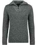 RAGMAN V-Ausschnitt Pullover Tweed mit Troyer und Zip Dunkelgrau/Dunkelgrün/Hellgrau/Grau