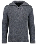 RAGMAN V-Ausschnitt Pullover Tweed mit Troyer und Zip Dunkelblau/Grau/Hellblau