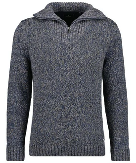 RAGMAN V-Ausschnitt Pullover Tweed mit Troyer und Zip Dunkelblau/Grau/Hellblau RAGMAN V-Ausschnitt Pullover Tweed mit Troyer und Zip Dunkelblau/Grau/Hellblau