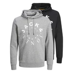 Jack & Jones Sweatshirt Herren Hoodie Warrior 2-tlg Dunkelgrau/Grau/Hellgrau/Schwarz