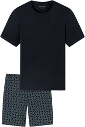 Schlafanzug Casual Essentials (2 tlg) mit unifarbenem Oberteil und gemusterter Hose