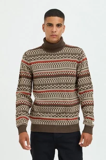 Blend Pullover Braun/Bordeaux/Beige