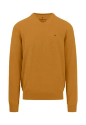 FYNCH-HATTON Strickpullover mit V-Kragen Braun/Gelb/Orange
