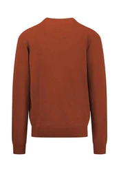 FYNCH-HATTON Strickpullover mit V-Kragen Orange/Braun