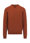 FYNCH-HATTON Strickpullover mit V-Kragen Orange/Braun