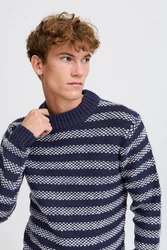 Casual Friday Strickpullover Karl Dunkelblau/Blau/Hellblau